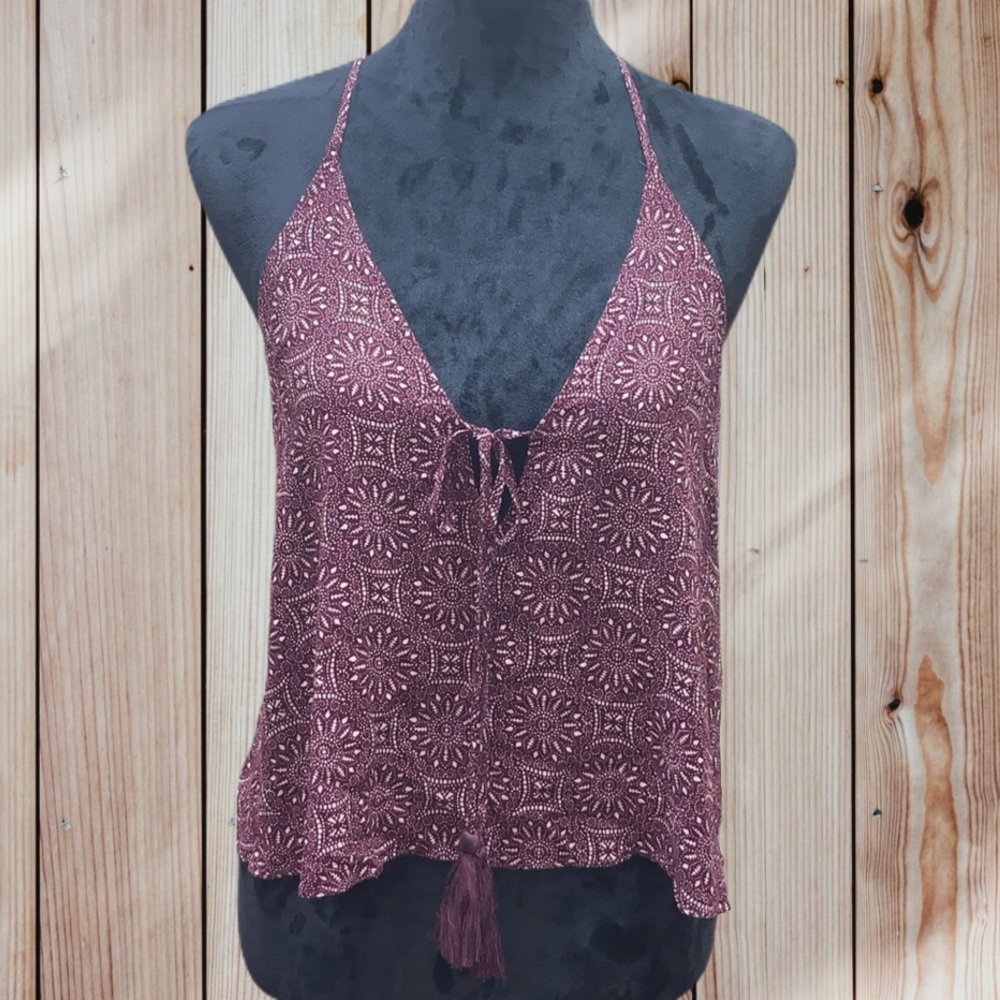 Akira Chicago Purple and Cream Crop Top